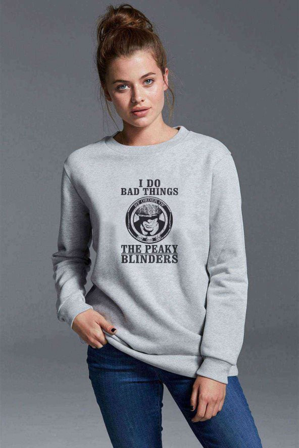 Peaky Blinders Tommy Shelby Cillian Murphy Baskılı Gri Kadın Sweatshirt
