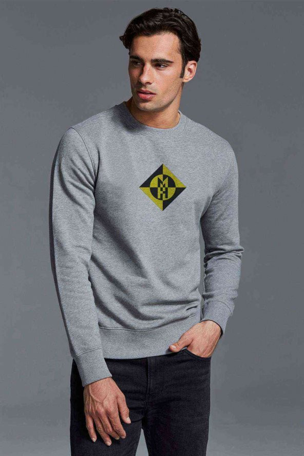 Machine Head Baskılı Gri Erkek Sweatshirt - 1