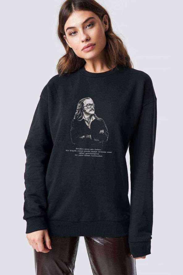 Cem Karaca Anadolu Rock Müzik Music Baskılı Siyah Kadın Sweashirt