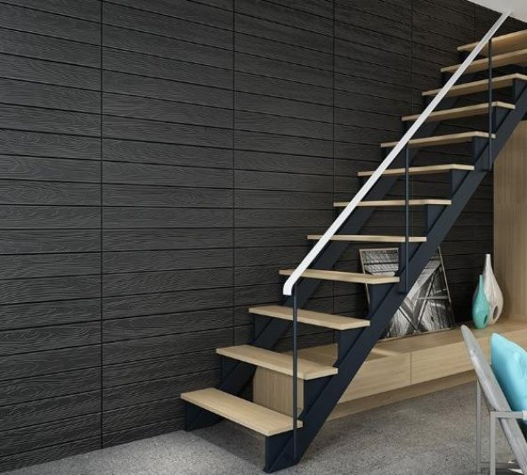 NW94Siyah Arkası Yapışkanlı Esnek 3D Duvar Kağıdı Paneli 4 Adet