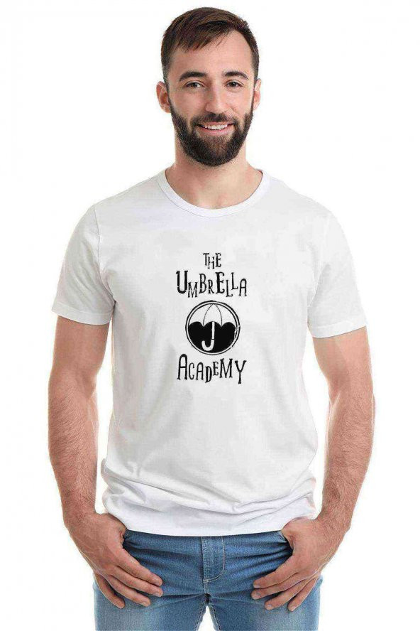The Umbrella Academy Logo&Yazi Baskılı Beyaz Erkek Tshirt