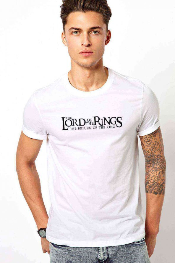 Lord Of The Rings Baskılı Beyaz Erkek Tshirt