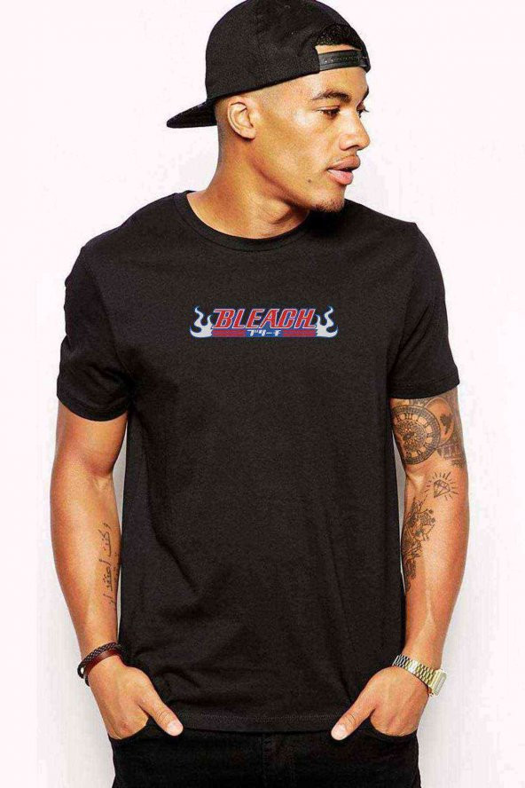 Bleach Logo Baskılı Siyah Erkek Tshirt
