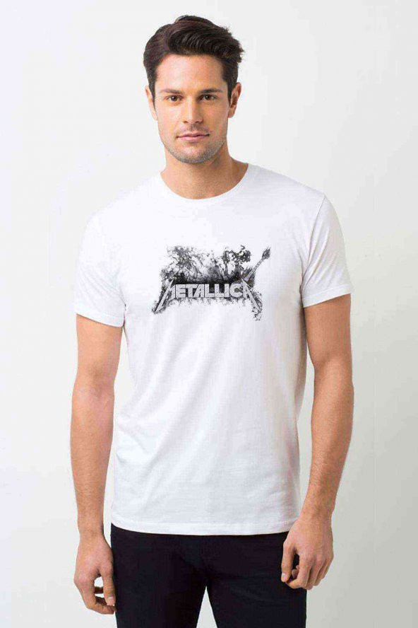 Metallica Baskılı Beyaz Erkek Tshirt