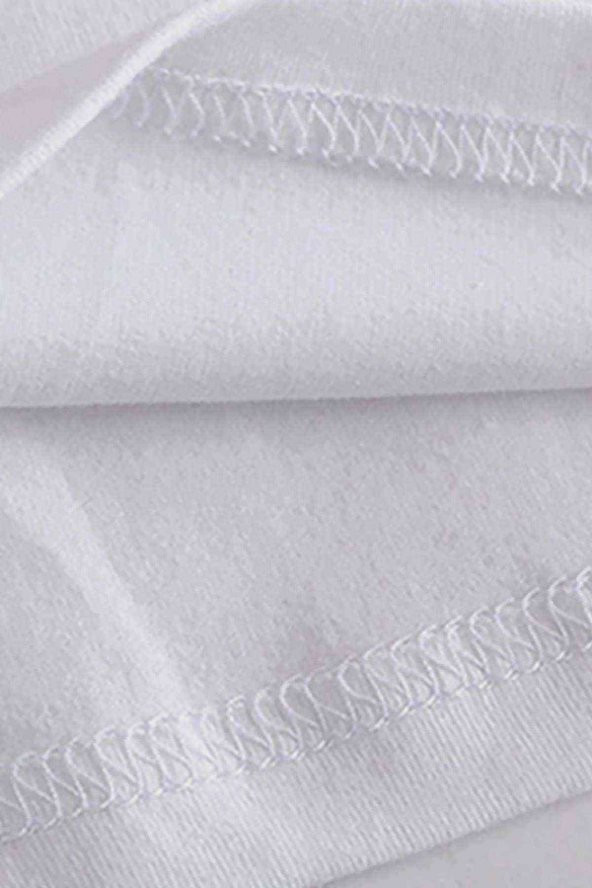 Graffiti Letter Baskılı Beyaz Erkek Tshirt - 4