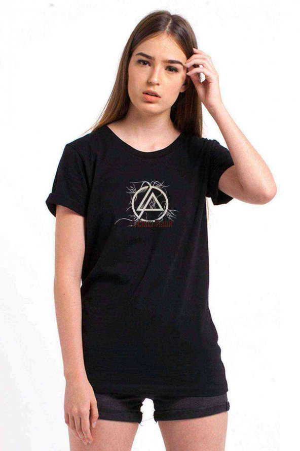 Linkin Park Art Baskılı Siyah Kadın Tshirt
