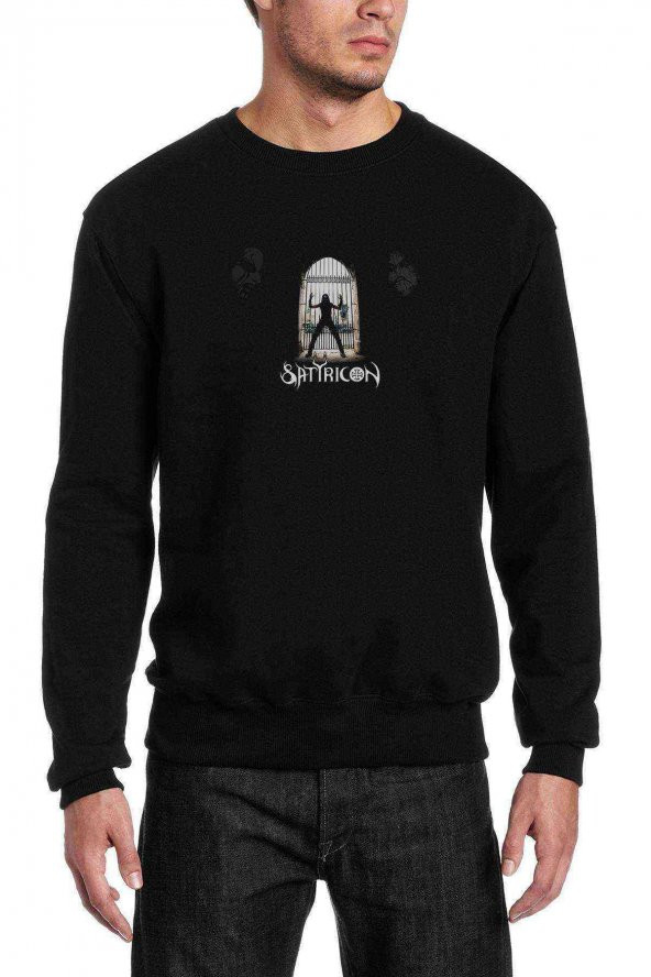 Satyricon Metal Rock Music Müzik Baskılı Siyah Erkek Sweatshirt