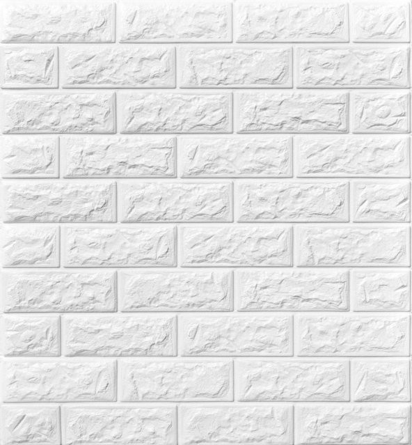 Renkli Duvarlar Kendinden Yapışkanlı Sünger Beyaz Tuğla 70x77 cm 6 Adet - 3