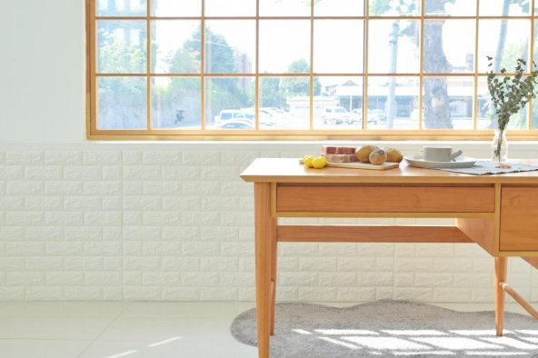 Renkli Duvarlar Kendinden Yapışkanlı Sünger Beyaz Tuğla 70x77 cm 6 Adet - 4