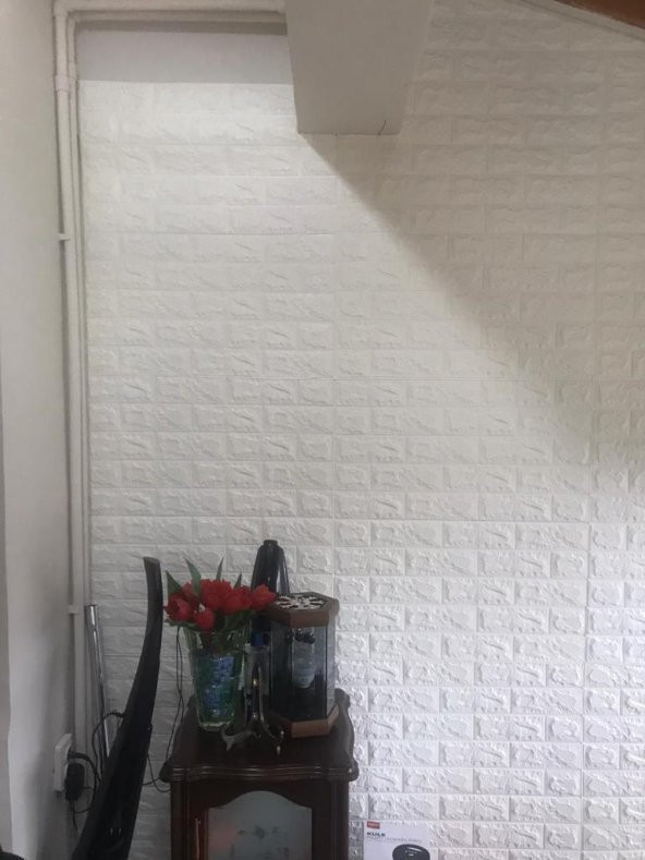 Renkli Duvarlar Kendinden Yapışkanlı Sünger Beyaz Tuğla 70x77 cm 6 Adet - 8