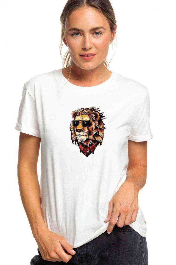 Old Skull Leon Aslan Baskılı Beyaz Kadın Tshirt