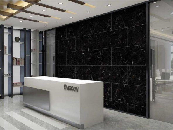 Renkli Duvarlar Siyah Mermer Desen Yapışkanlı 6 Adet Zemin Yer Duvar Döşeme Panel NWYP11 - 4