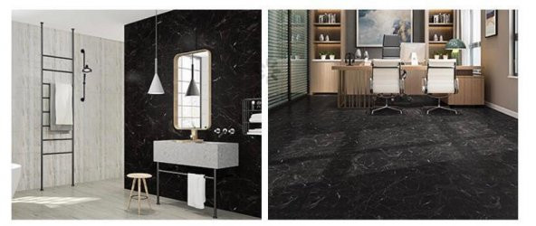 Renkli Duvarlar Siyah Mermer Desen Yapışkanlı 6 Adet Zemin Yer Duvar Döşeme Panel NWYP11 - 5