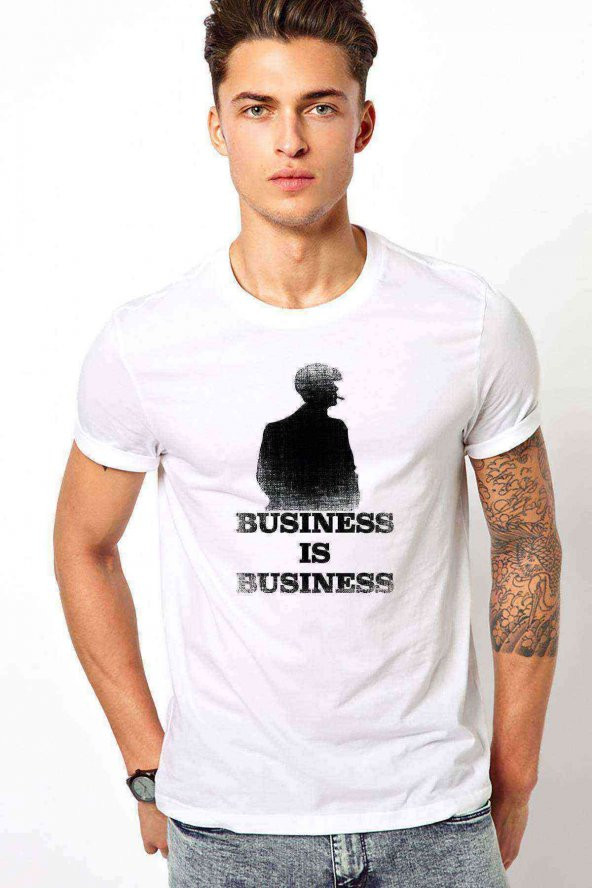 Peaky Blinders Business is Business Erkek Beyaz Tshirt