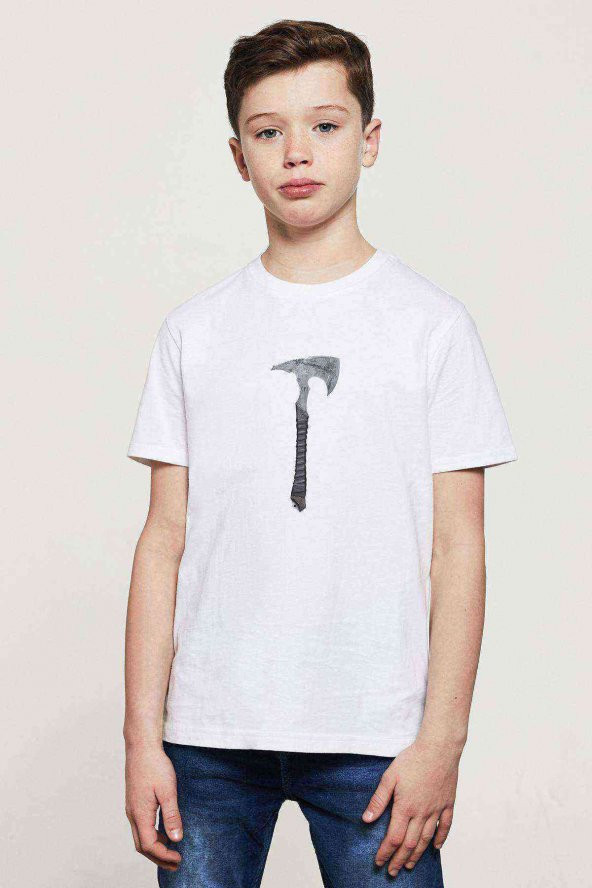 Zombie Balta Baskılı Unisex Çocuk Beyaz t-shirt
