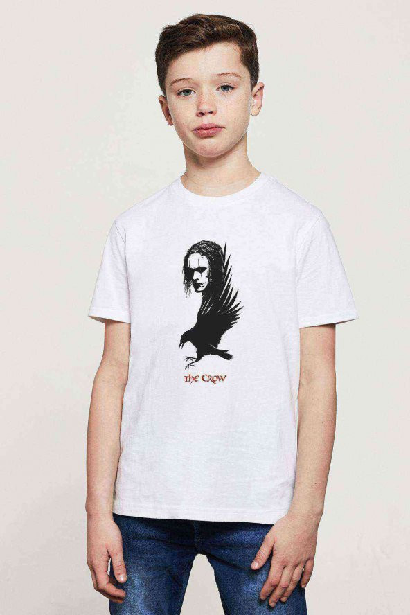 The Crow Baskılı Unisex Çocuk Beyaz t-shirt