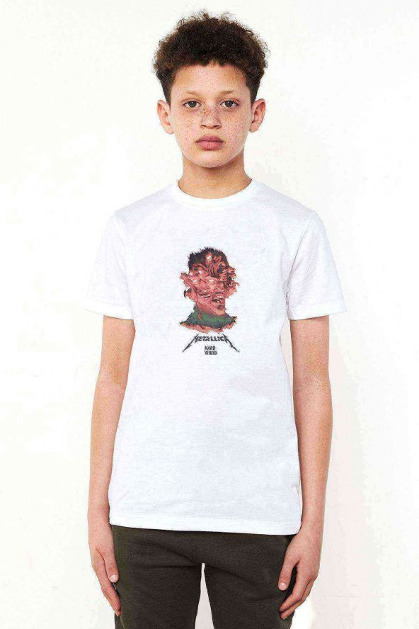 Metallica Album Hardwired to Self Des Baskılı Unisex Çocuk Beyaz t-shirt