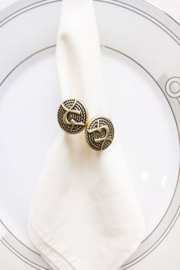 6 Adet Dekoratif Twin Gold Peçete Yüzüğü - 3