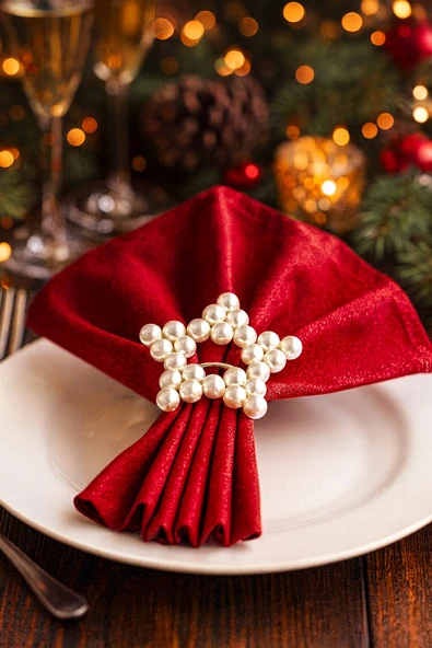 6 Adet Pearl Golden Metal Halkalı Yıldız Peçete Yüzüğü ürün görseli 1