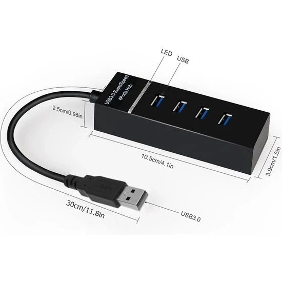 Daytona A303 4'lüUSB3.0 Super speed 5Gbps hub - Resim 2