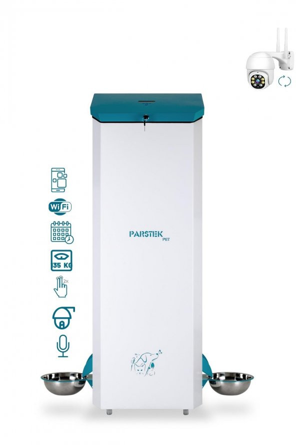PARSTEKPET Otomatik Mama Makinesi Çift Çıkış 35 KG  Sesli İletişim Kameralı