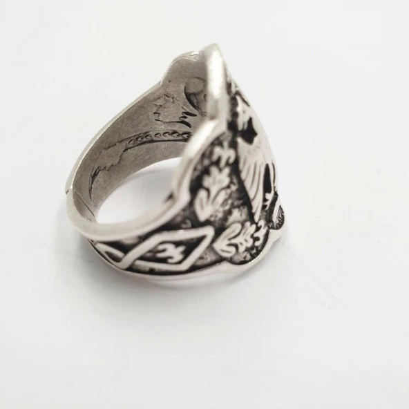 Çift Baş Kartal Erkek Çelik Yüzük - 10