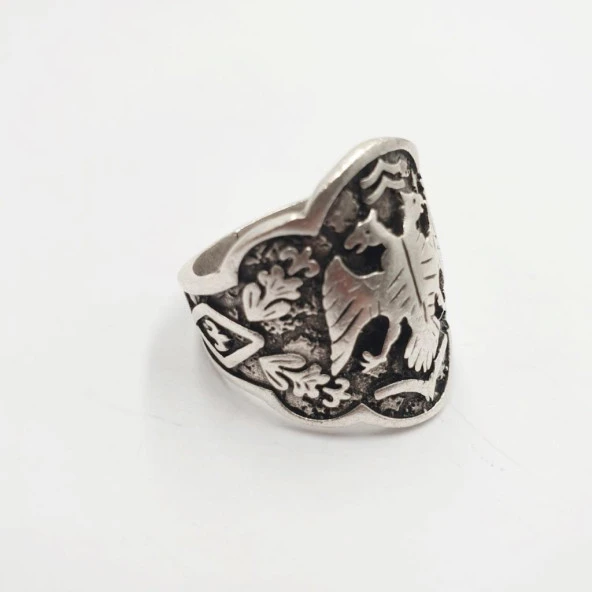 Çift Baş Kartal Erkek Çelik Yüzük - 11