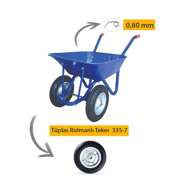 Kanat İki Tekerlek Demonte El Arabası 0.80 mm Sac - 3