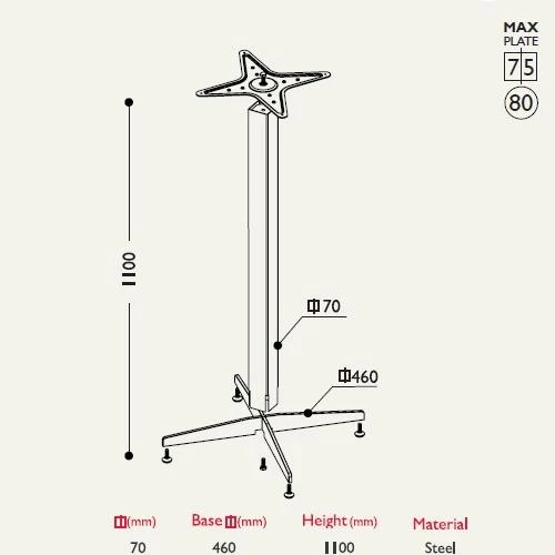 Tablalı Masa Ayağı 11.472 - Taban Çapı 46cm H110cm - 2
