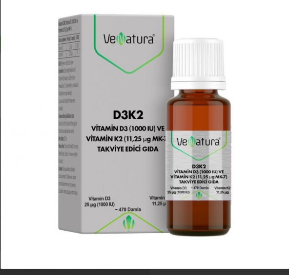 Venatura Vitamin D3 (1000 IU) ve Vitamin K2 (11.25 Ug MK-7) 20 ml