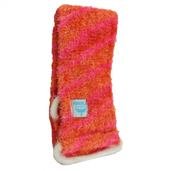 İpli Sırt ve Vücut Yumuşak Banyo Lifi Pembe-Turuncu 56x10 Cm - 3