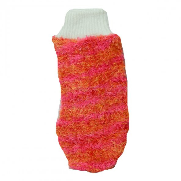 Lastikli El Geçmeli Yumuşak Eldiven Banyo Lifi Pembe-Turuncu 20x10 Cm - 4