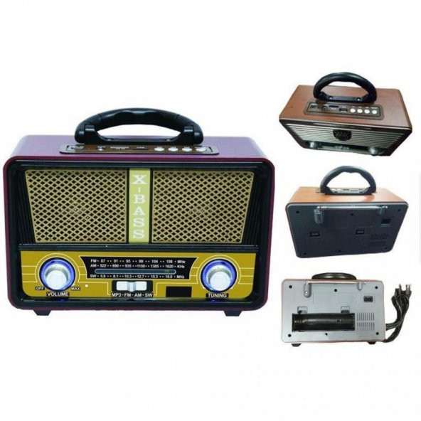 Meier M-112BT USB/SD/MP3/Bluetooth Şarjlı Nostaljik Radyo