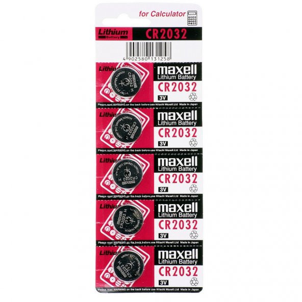 Maxell CR2032 3V Lityum Düğme Pil 5li Paket Kaliteli Malzeme uzun süreli ürün Av, Kamp,Ev, Okul, Araba, Otel, Restorant