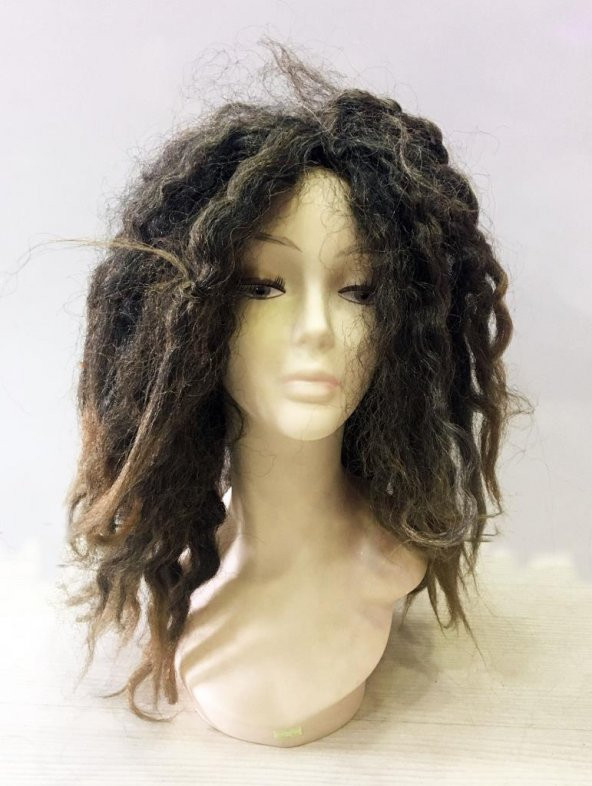 Kahve Renk Joe Dreadlocks Astarlı Kabarık Bob Marley Reggae Rasta Peruk - 3