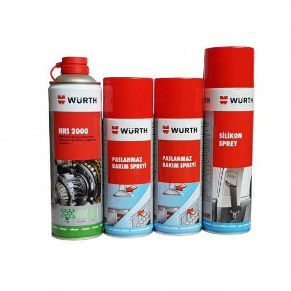 Würth Paslanmaz Bakım Sprey + Yağlama Sprey + Silikon Sprey