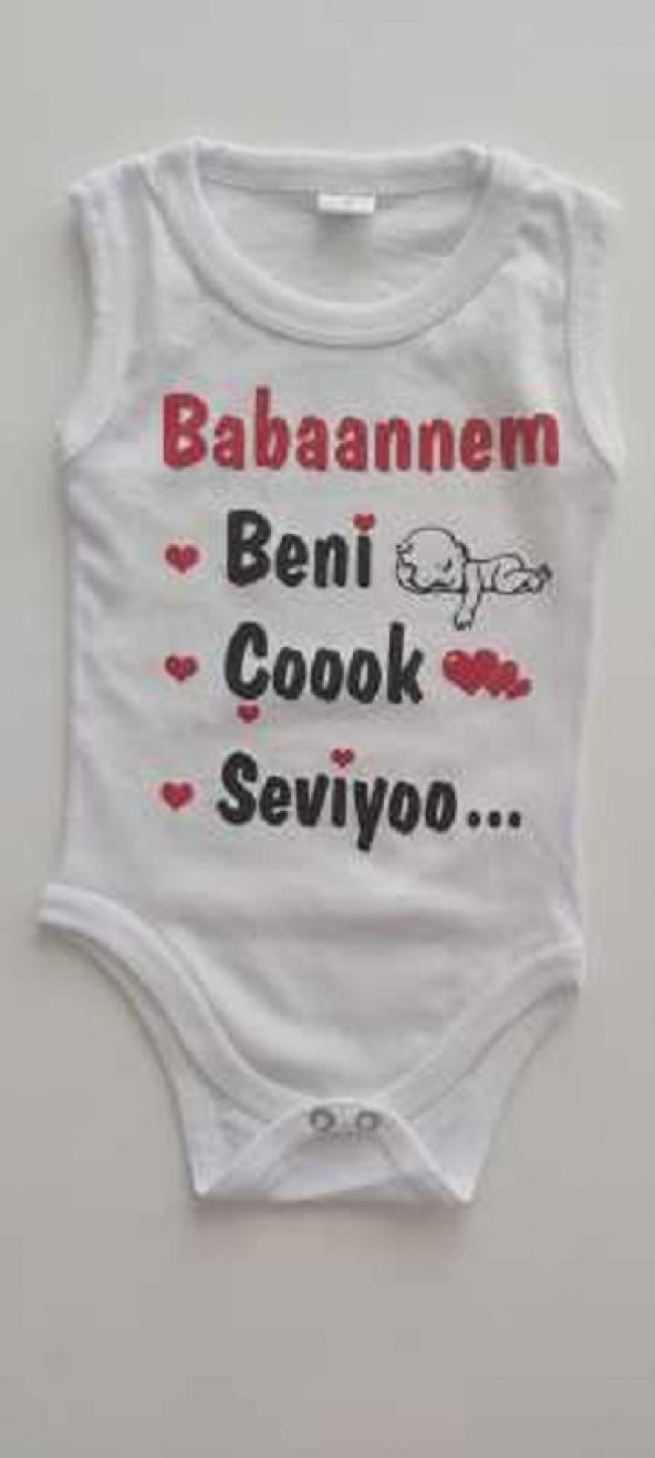 ESES BEBE Bebek Çıtçıtlı Babannem Beni Çok Seviyor Zıbın  Yazılı body zıbın