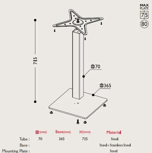 Tablalı Masa Ayağı 11.471 - Taban 36,5*36,5cm - Resim 2