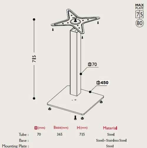 Tablalı Masa Ayağı 11.201 - Taban 45*45cm - Resim 2
