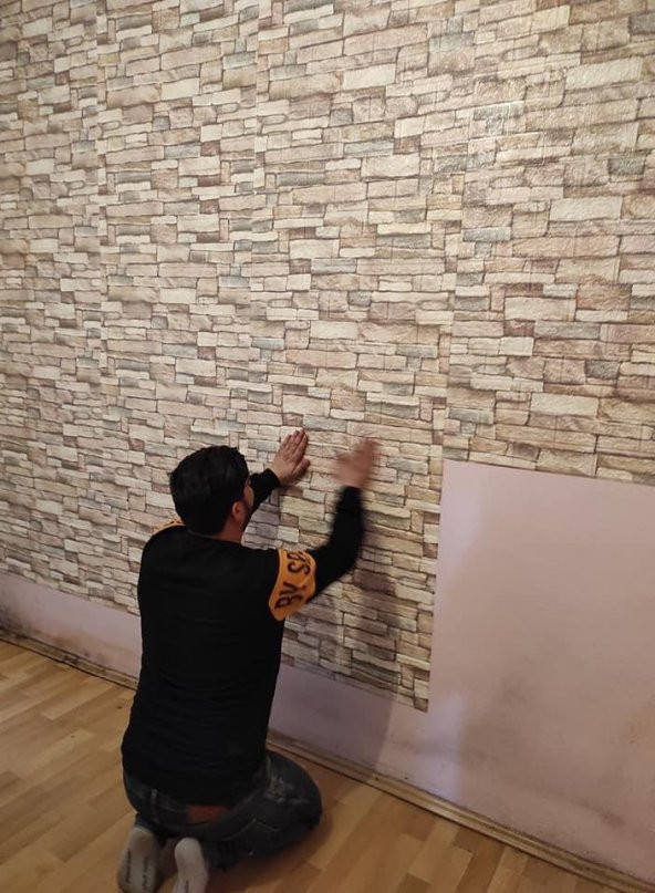 NW46 Taş Desen Kendinden Yapışkanlı Esnek Duvar Kağıdı Paneli
