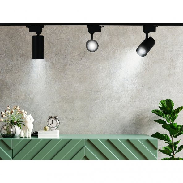 Limaks Lider Elektrik TAM SET SİYAH KASA BEYAZ IŞIK 30W 1 METRE RAYLI 3 ADET RAY SPOT LAMBA ARMATÜR - 1