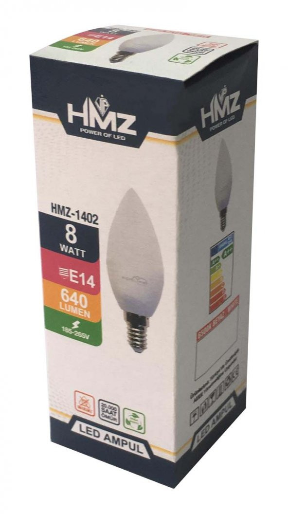 HMZ HMZ 8 WATT E-14 DUY TİPİ BEYAZ IŞIK LED AMPUL 6500 K  (10LU PAKET) - 2
