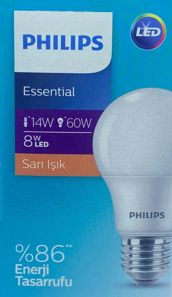 Philips PHİLİPS - 8W(60W) 12 Adet Led Ampul Sarı Işık - 2