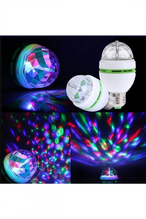 Kenstar KENSTAR - 3W Dönen Rgb Led Ampul 360 Derece Hareketli Parti Disko Ampulü E27 Duylu