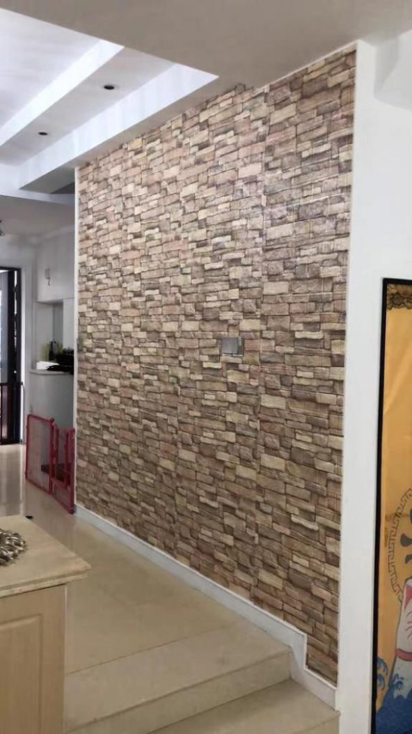 Renkli Duvarlar NW46 Kahve Köpüğü Taş Kendinden Yapışkanlı Dekoratif Duvar Paneli - Resim 4