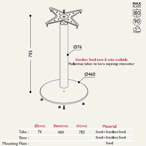 Tablalı Masa Ayağı 11.200 - Taban Çapı 46cm - Resim 2