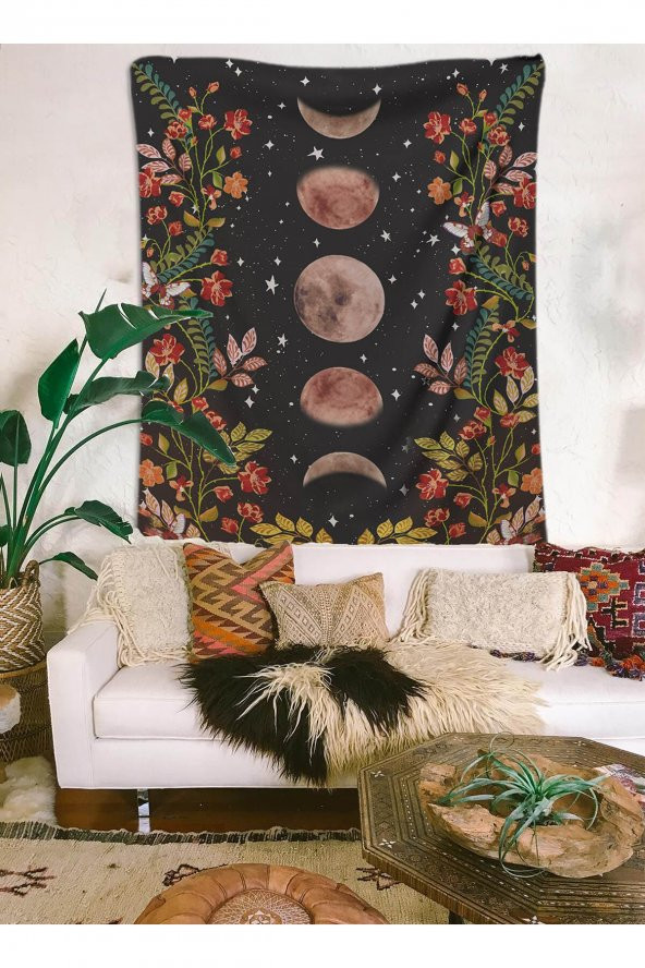 Hobimania Duvar Örtüsü Tapestry Ayın Evreleri Moon Phases 40x60 cm Duvar Dekorasyon Moda