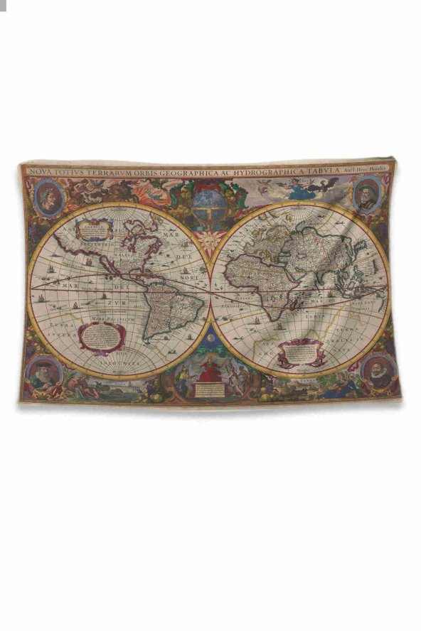 Hobimania Duvar Örtüsü Tapestry Eski Dünya Haritası Vintage 150x100 cm Duvar Dekorasyon Moda