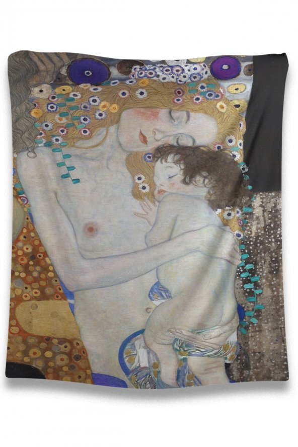 Hobimania Duvar Örtüsü Tapestry Gustav Klimt  Mother And Child Anne Ve Çocuk 70x100  cm Duvar Dekorasyon Moda