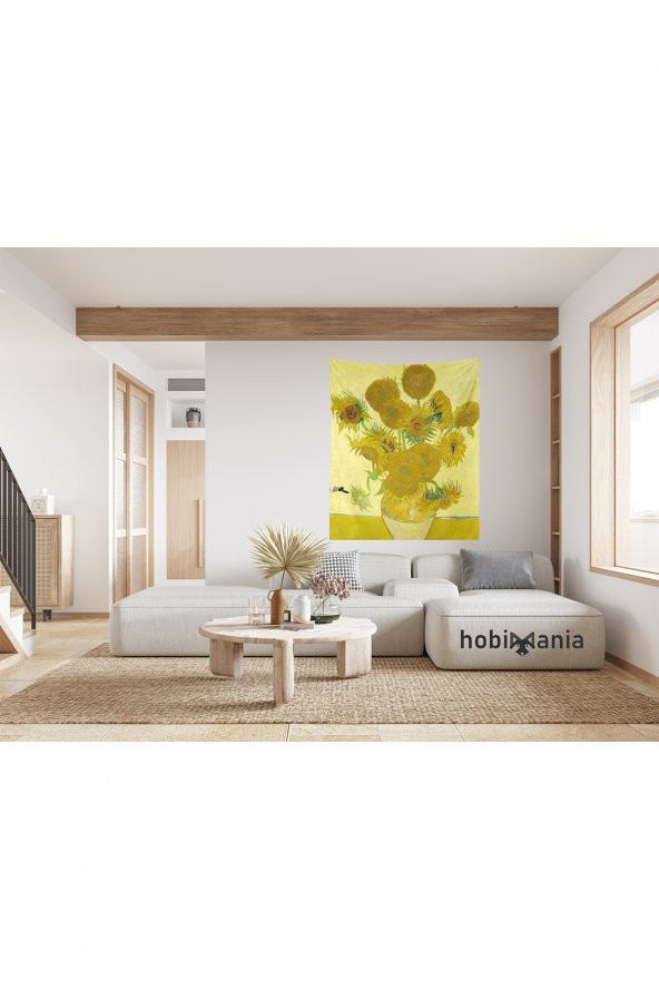 Hobimania Van Gogh Ay Çiçekleri Duvar Örtüsü Duvar Halısı Tapestry 40x60 cm Duvar Dekorasyon Moda